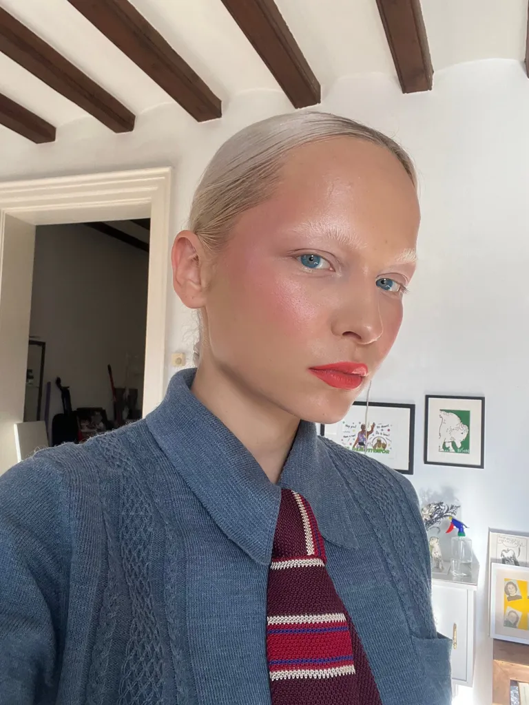 A woman with blonde hair