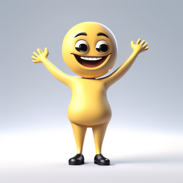 KREA AI - 3D emoji sytle, emoji with huge body and long arms