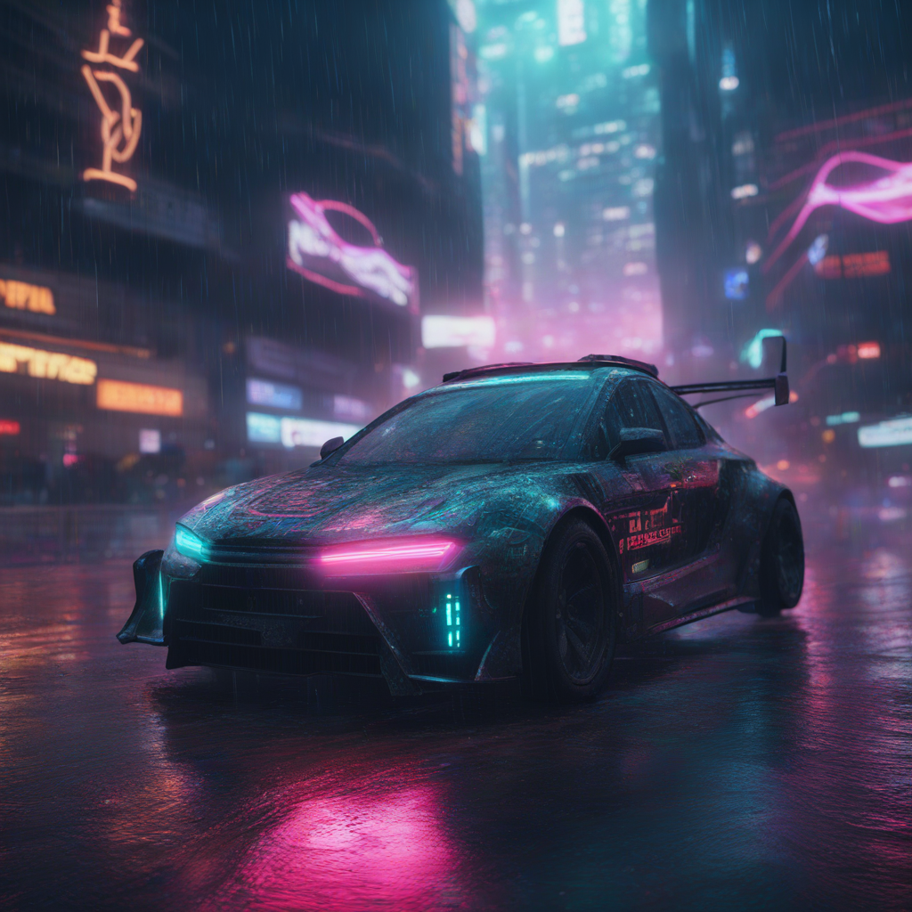 KREA AI - hyperdetailed Electroluminescence cyberpunk car dr...