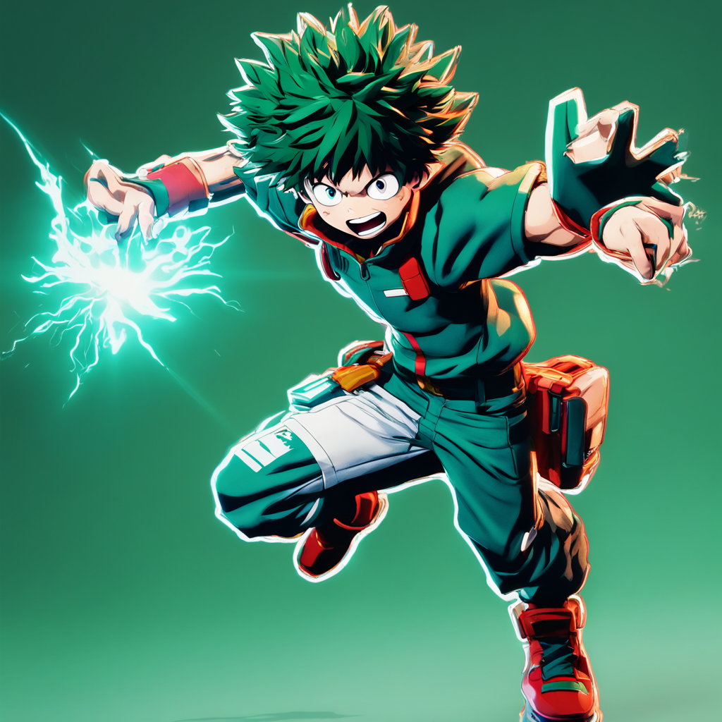 Krea Ai - A Vibrant, Manga-inspired 3d Render Of Deku (izuku