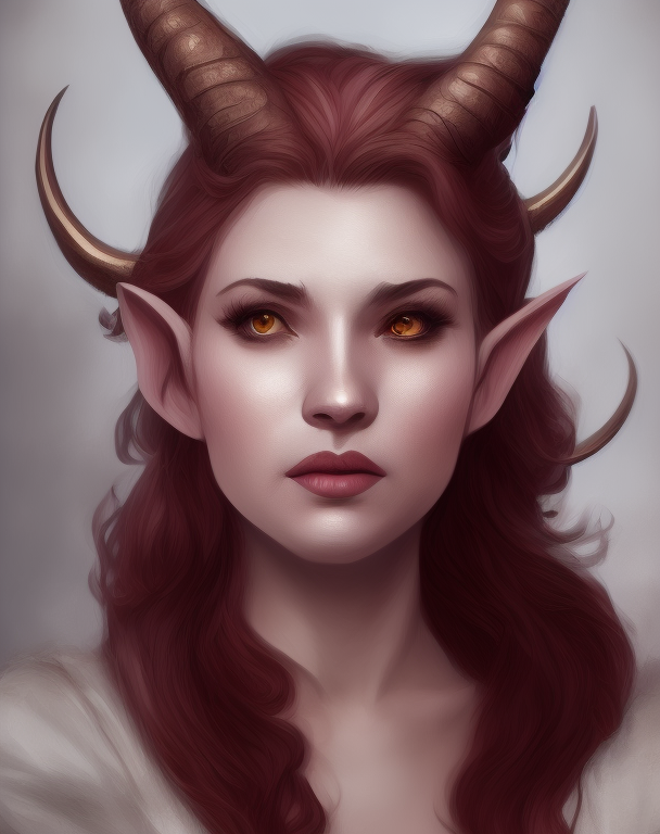 KREA AI - beautiful tiefling woman, pale red colored skin, c...