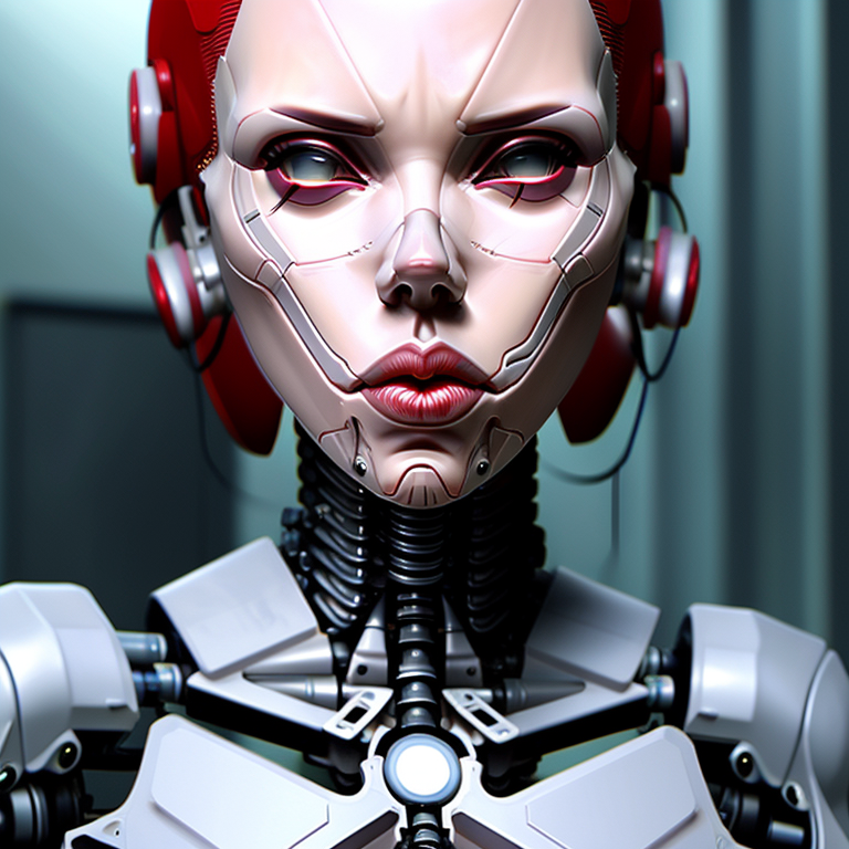 KREA AI - Scarlett johansson face full covered robot skeleto...