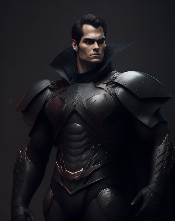 KREA AI - barechested Henry Cavill black knight whole body p...