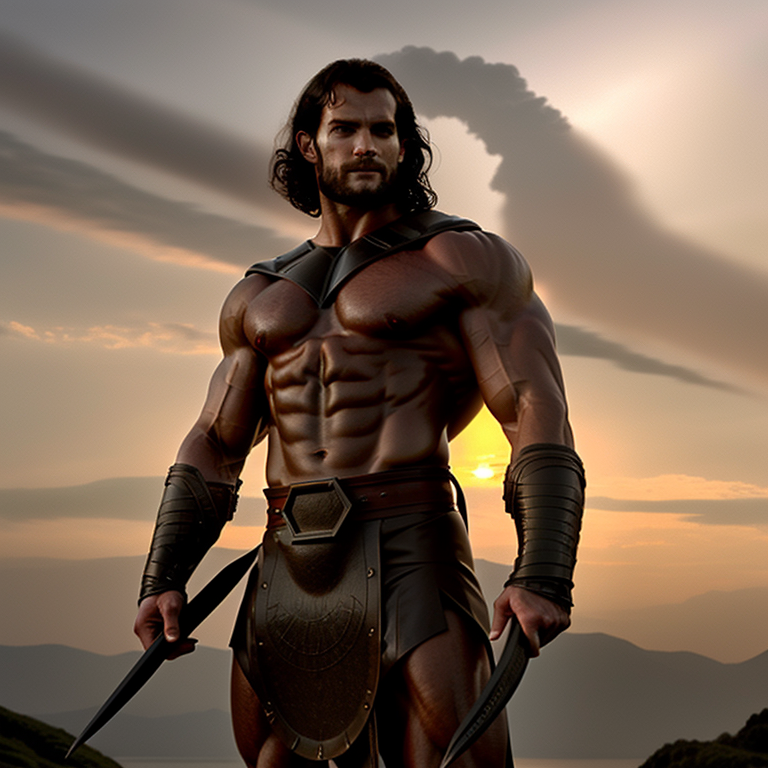 KREA AI - wide shot of realistic muscular Henry Cavill as C...