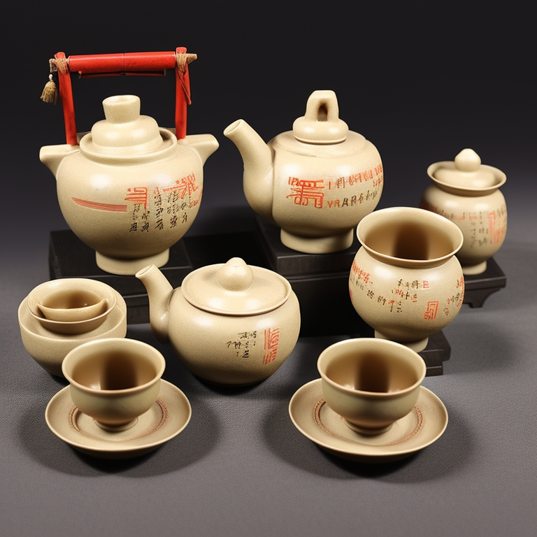 KREA AI - ancient chinese ming dynasty tea sets