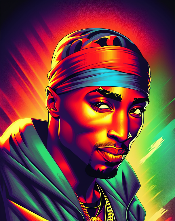 KREA AI - Poster of Tupac Shakur, comic, Dan Mumford, Todd M...