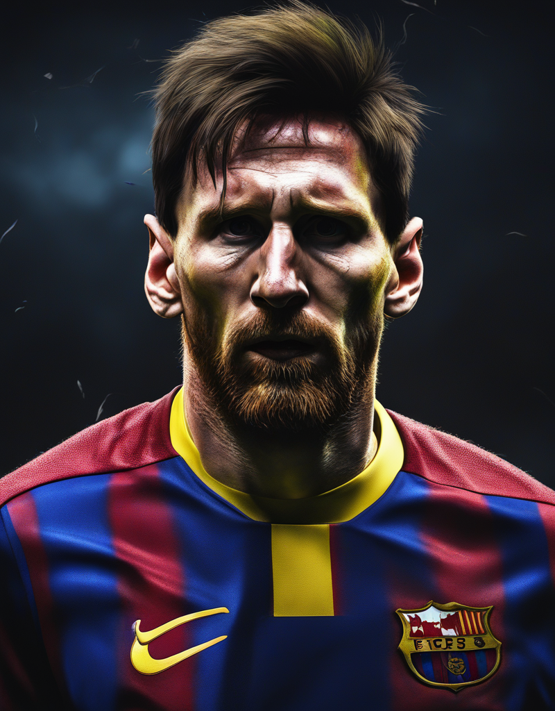 KREA AI - zombie lionel messi, cinematic lighting, backlit f...