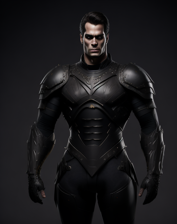 KREA AI - hunk Henry Cavill black knight whole body pose lat...