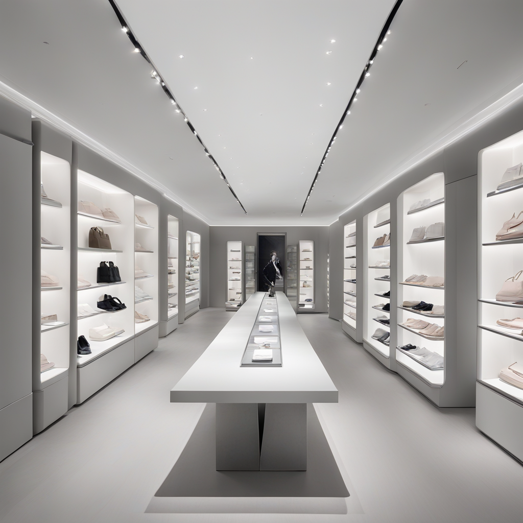 KREA AI - Dior store interior design long table minimal fron...