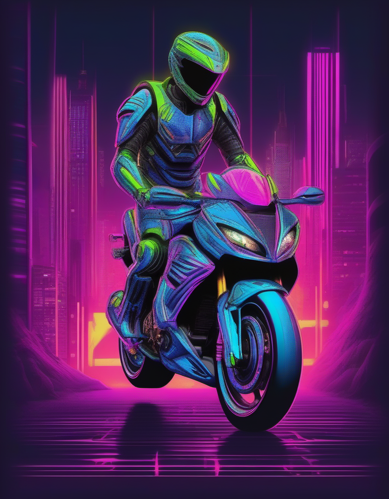 KREA AI - ((( T-shirt design))) In an adrenaline-fueled neon...