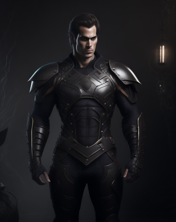 KREA AI - hunk Henry Cavill black knight whole body pose lat...