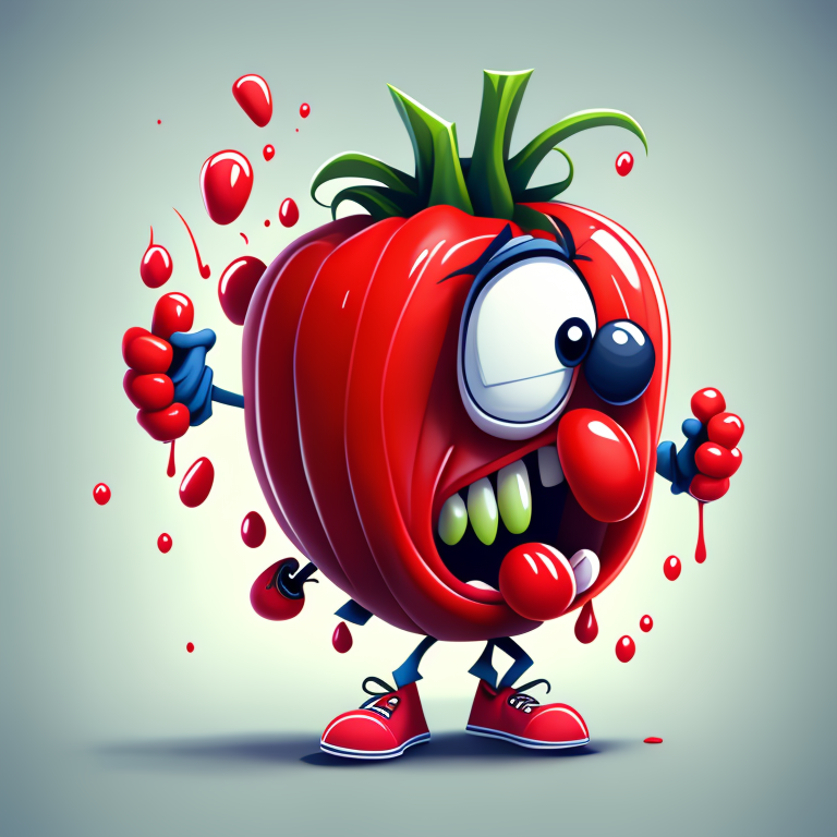 KREA AI - goofy cartoony tomato character, vector art, graff...