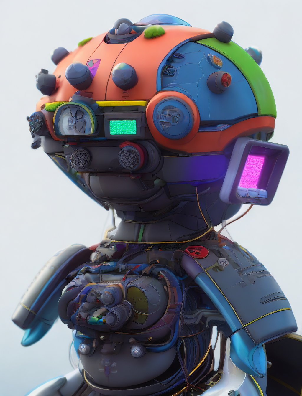 KREA AI - y2k inspired, mid sized, full body colorful robot ...