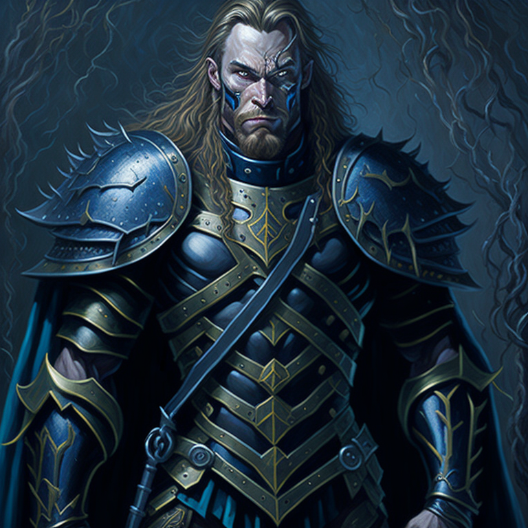 KREA AI - oil on canvas of Arthas Prince Menethil wearing an...