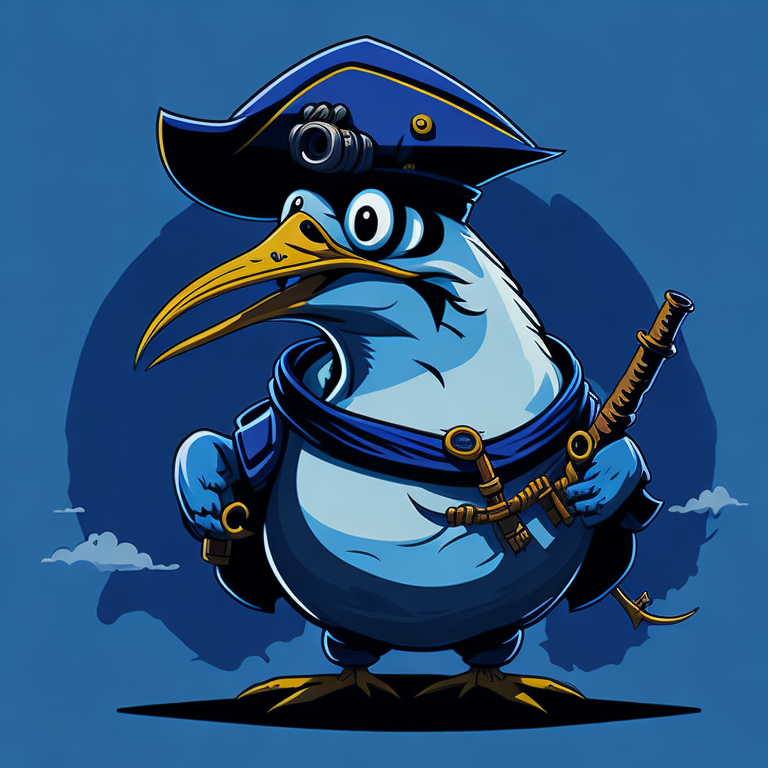 KREA AI - a cartoonish pirate seagull on the front of a gall...