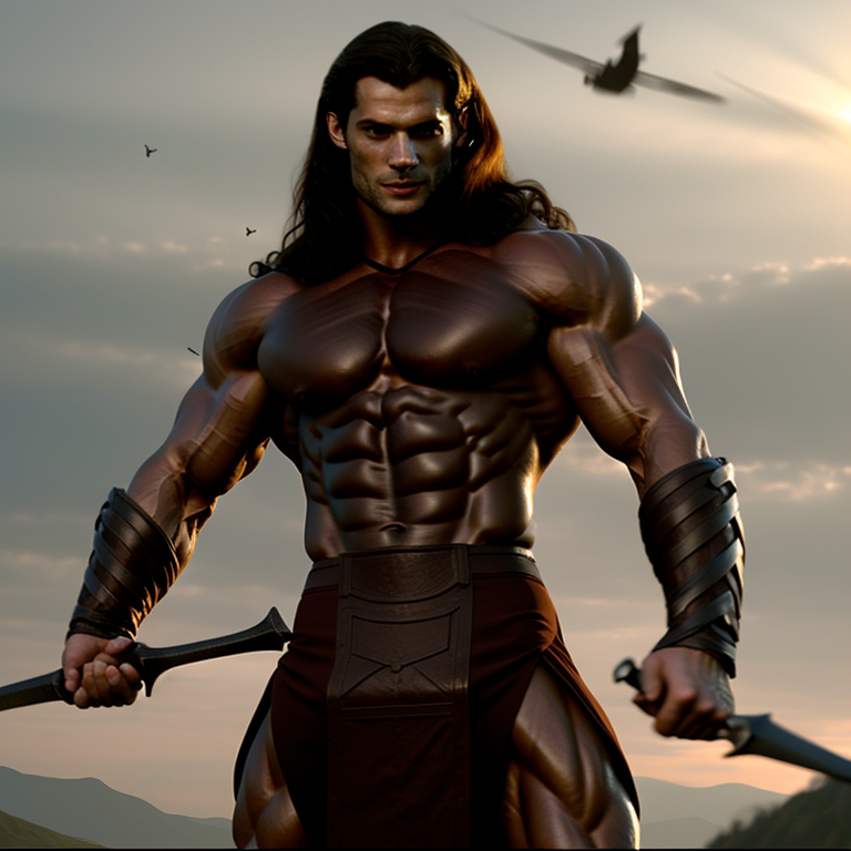 KREA AI - wide shot of realistic muscular Henry Cavill as C...