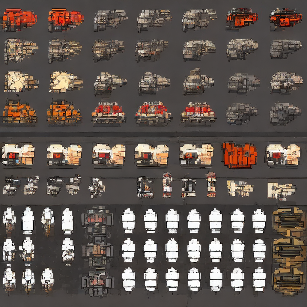 KREA AI - Game Sprite Sheets shoot'em up pixel art