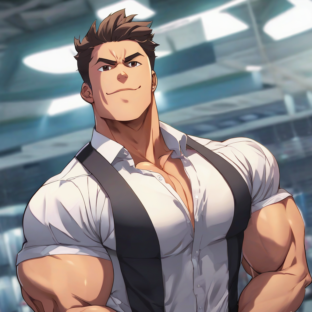 KREA AI - anime artwork of cute muscular TOK new intern asha...