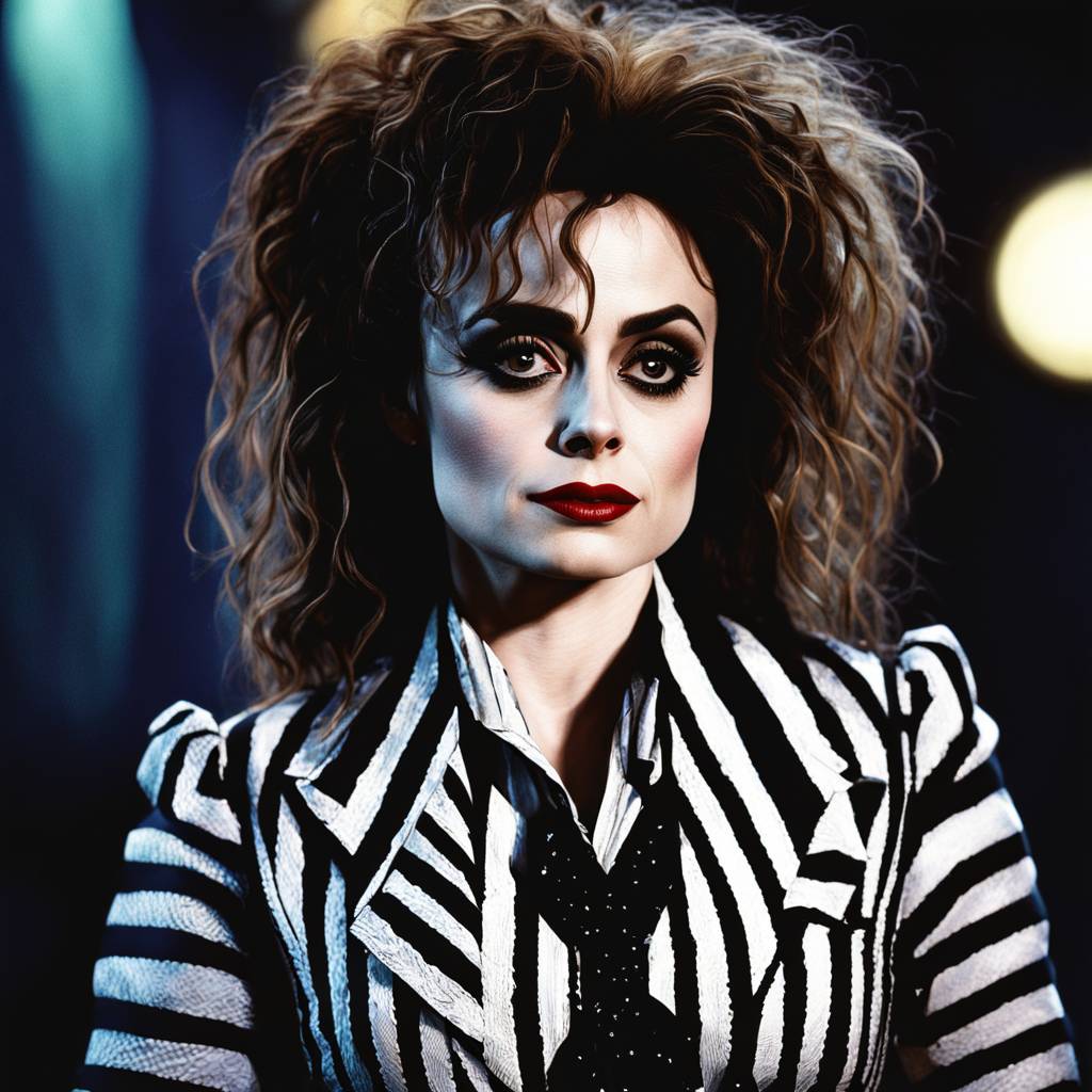 KREA AI - Helena Bonham Carter as Beetlejuice. cinematic. fi...