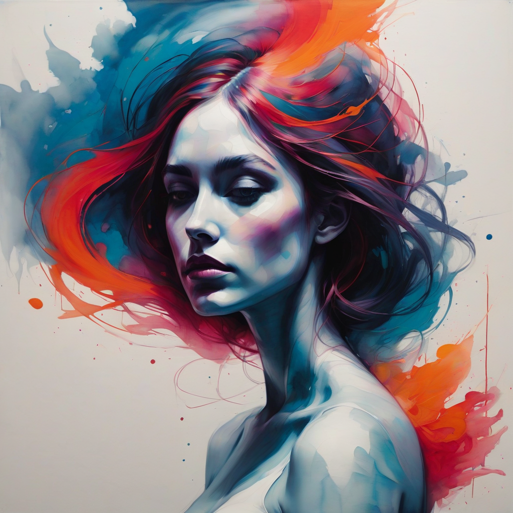 KREA AI - Colorsplash, The abstraction shows a female portra...