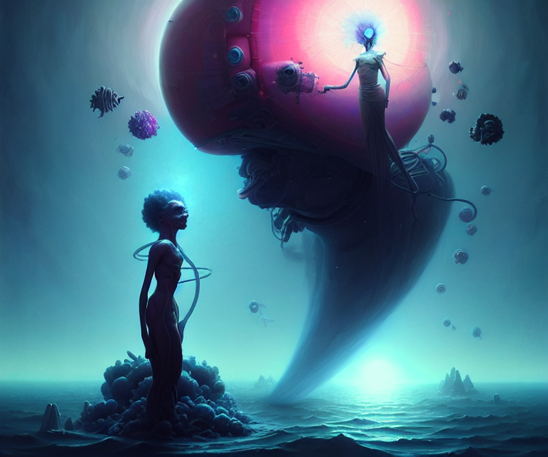 KREA AI - shkkeled in the voied, by hr beeple and cgsociety ...