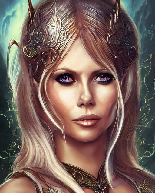 KREA AI - Britt Ekland as Elven sorceress, fantasy art, in t...